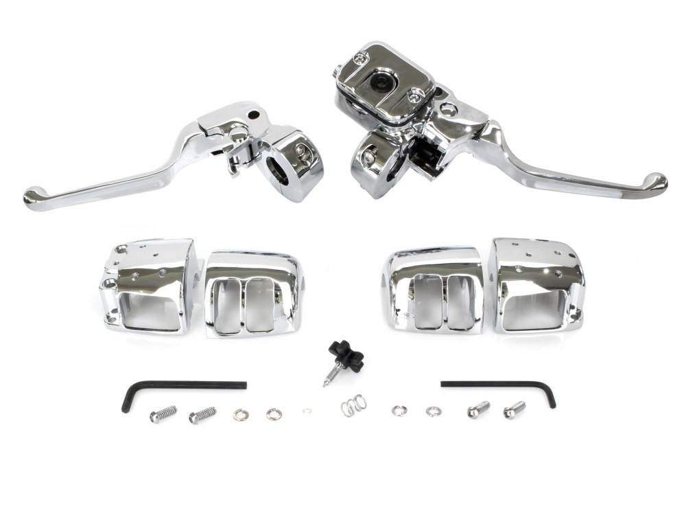 Handlebar Control Kit - Chrome. Fits Big Twin 1996-2010 & Sportster 1996-2003 with Single Disc Front Brake.