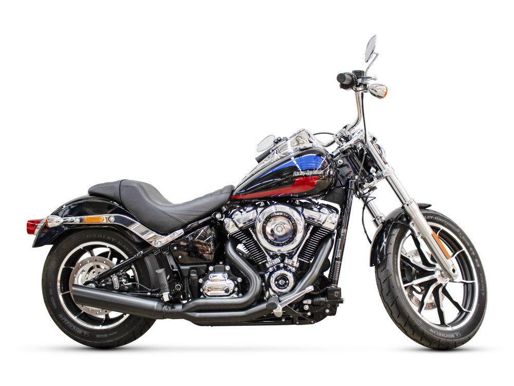 Low Cat 2-into-1 Exhaust - Black. Fits Softail 2025up Non-240 Tyre Models
