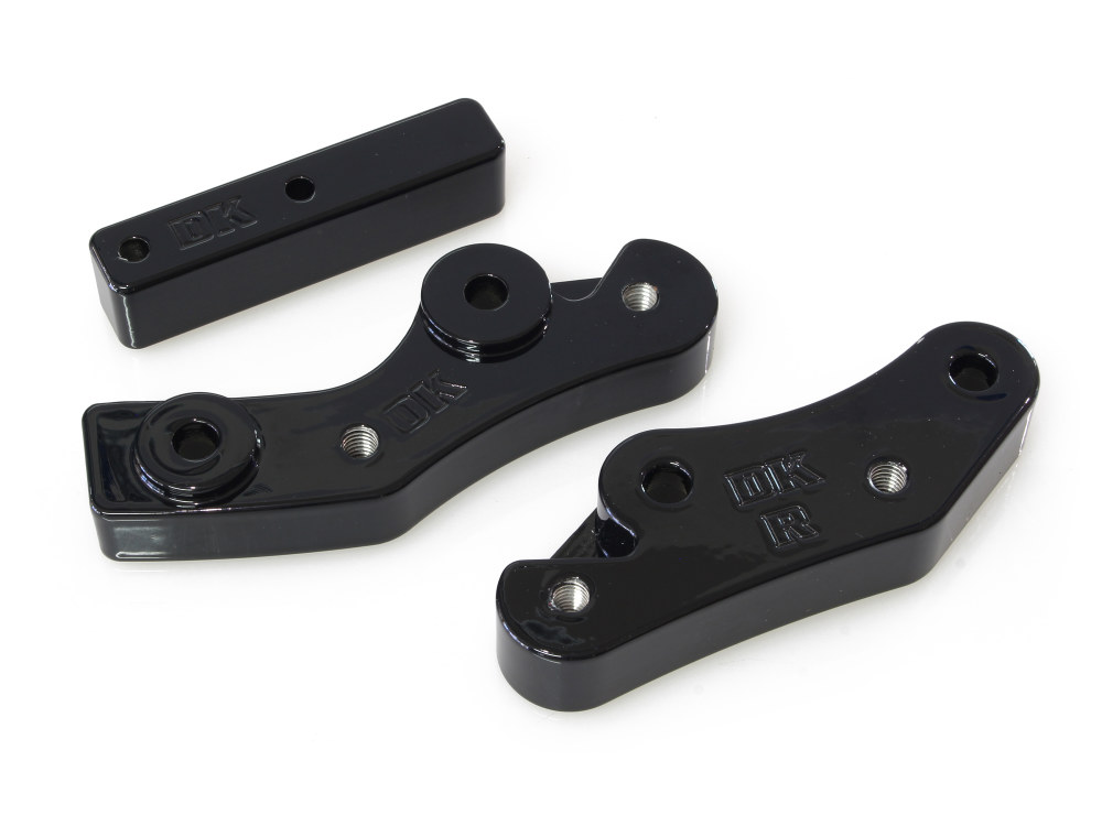 Front Floorboard Relocation Brackets - Black. Fits FL Softail 2018up.