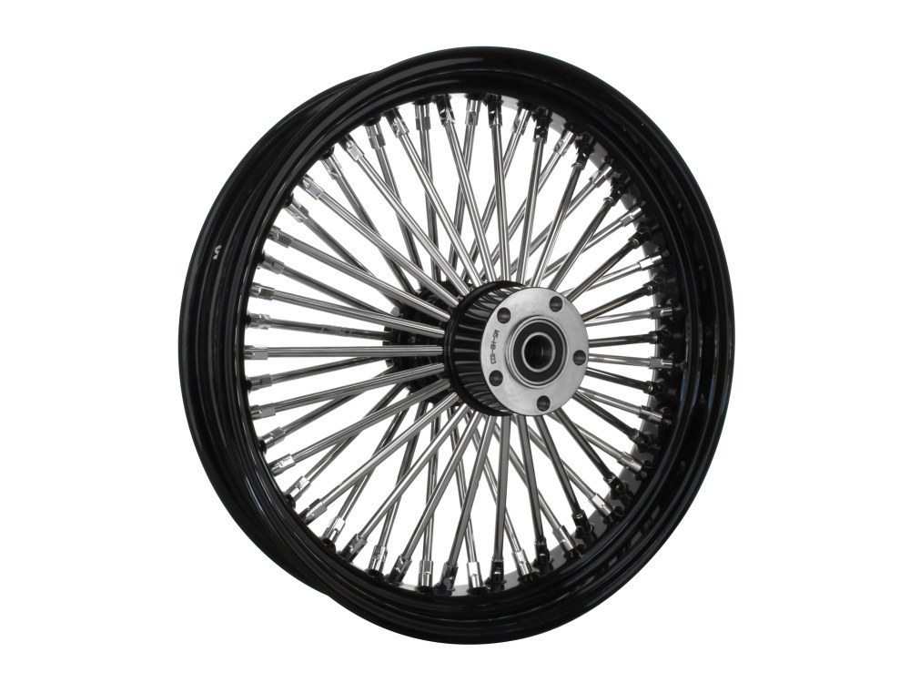 18in. x 3.5in. Mammoth Fat Spoke Rear Wheel - Gloss Black & Chrome. Fits Softail 2011up.