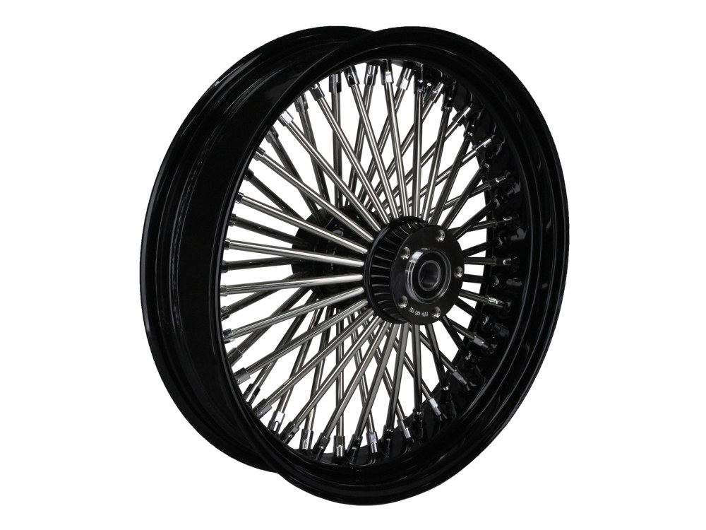 18in. x 4.25in. Mammoth Fat Spoke Rear Wheel – Gloss Black & Chrome. Fits Dyna 2012-2017 & Sportster 2014-2021.