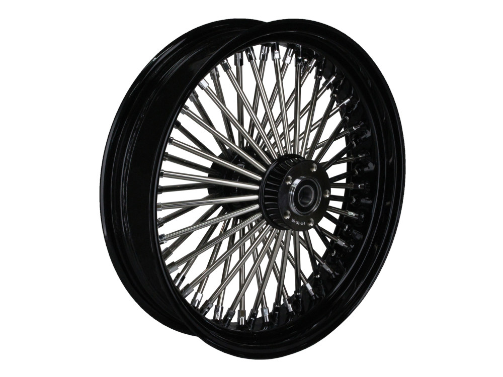 18in. x 4.25in. Mammoth Fat Spoke Rear Wheel - Gloss Black & Chrome. Fits Dyna 2012-2017 & Sportster 2014-2021.