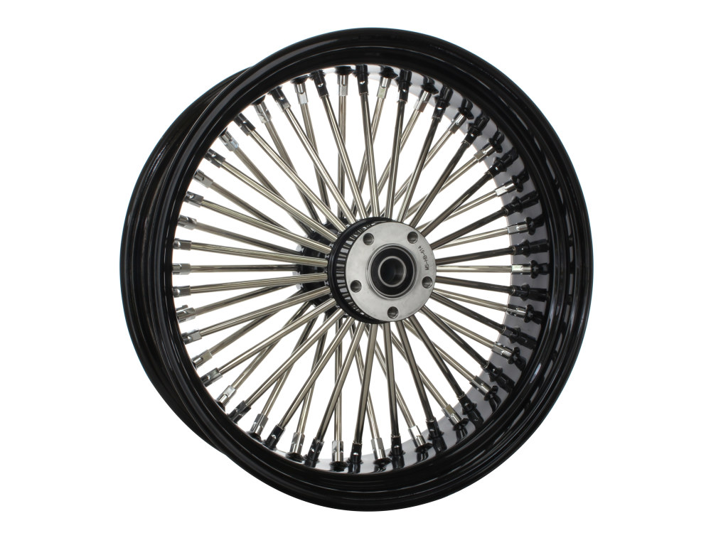 18in. x 5.5in. Mammoth Fat Spoke Rear Wheel - Gloss Black & Chrome. Fits Dyna 2012-2017 & Sportster 2014-2021.