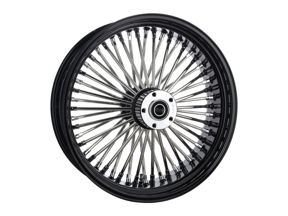 18in. x 5.5in. Mammoth Fat Spoke Rear Wheel – Gloss Black & Chrome. Fits Touring 2009up with ABS & Cush Drive.