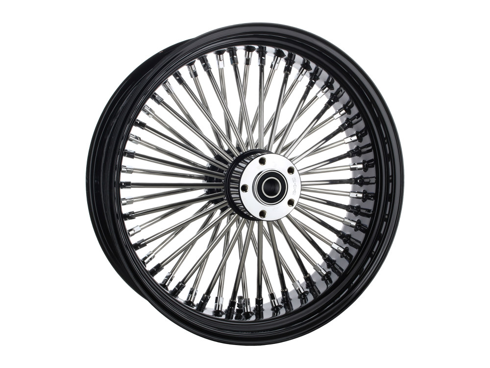 18in. x 5.5in. Mammoth Fat Spoke Rear Wheel - Gloss Black & Chrome. Fits Touring 2009up with ABS & Cush Drive.