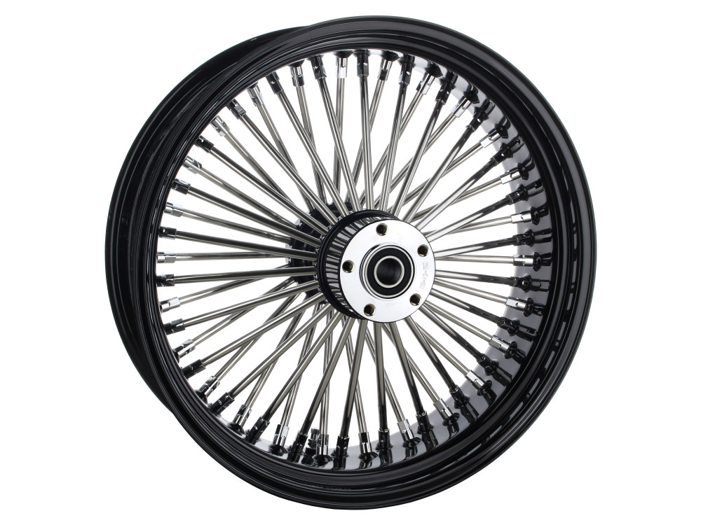 18in. x 5.5in. Mammoth Fat Spoke Rear Wheel – Gloss Black & Chrome. Fits Softail 2008up.