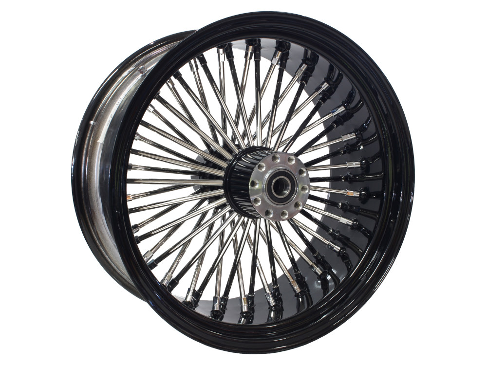 18in. x 8.5in. Mammoth Fat Spoke Rear Wheel - Gloss Black & Chrome. Fits Breakout, Fat Boy & FXDR 2018up Models with ABS.