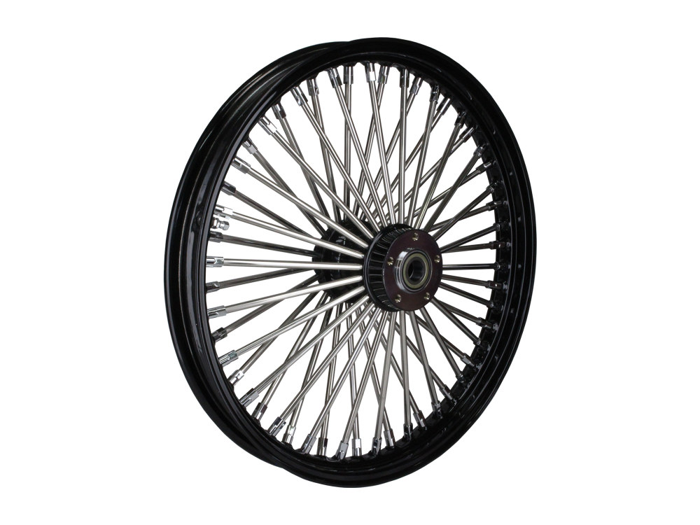 21in. x 2.15in. Mammoth Fat Spoke Front Wheel – Gloss Black & Chrome. Fits FX Softail 2000-2015.