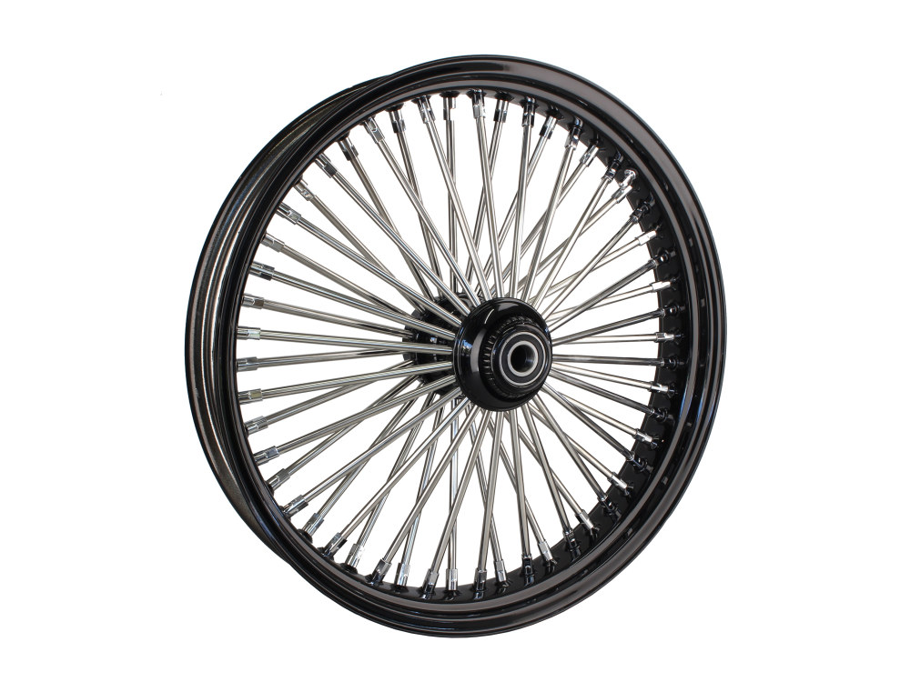 21in. x 3.5in. Mammoth Fat Spoke Front Wheel – Gloss Black & Chrome. Fits FX Softail 2011-2015.
