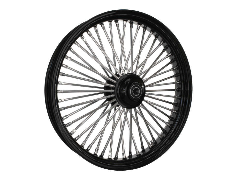 21in. x 3.5in. Mammoth Fat Spoke Front Wheel – Gloss Black & Chrome. Fits Softail Breakout 2013up.