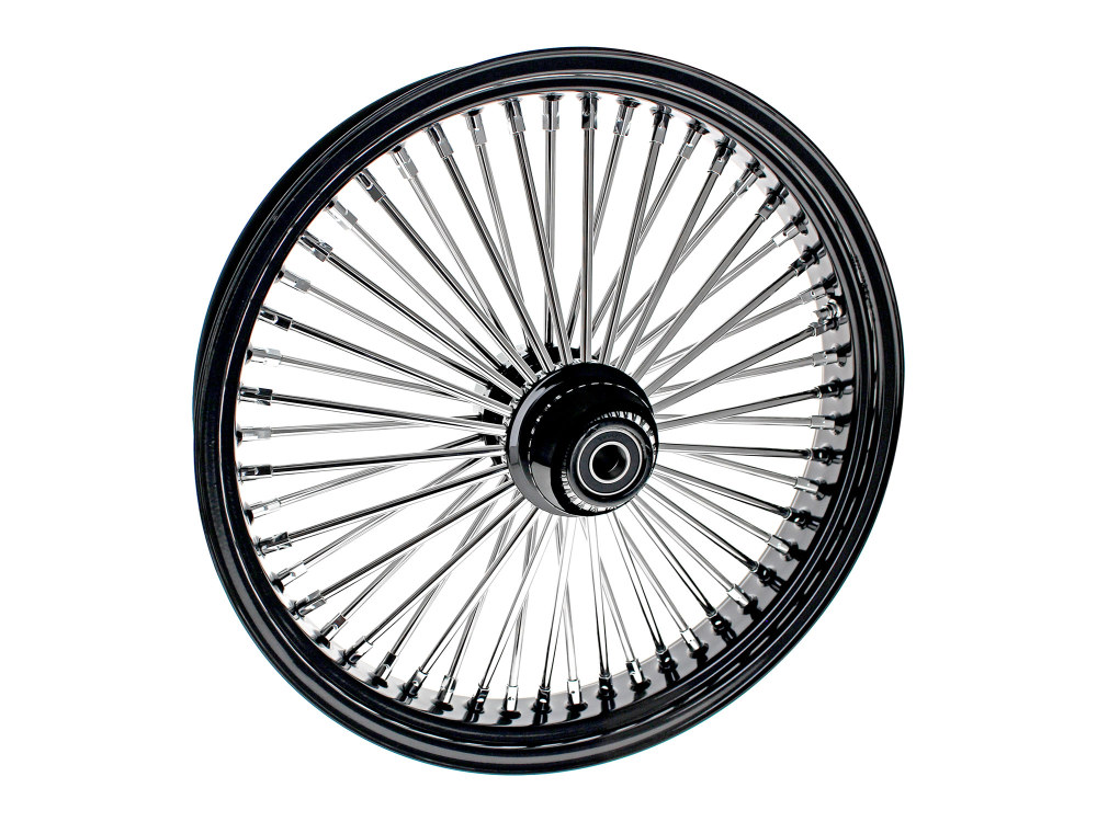 21in. x 3.5in. Mammoth Fat Spoke Front Wheel – Gloss Black & Chrome. Fits 2018up Fatboy.