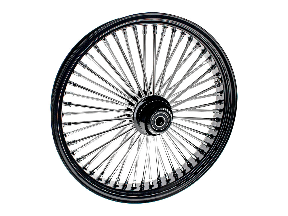 21in. x 3.5in. Mammoth Fat Spoke Front Wheel - Gloss Black & Chrome. Fits Fatboy 2018up