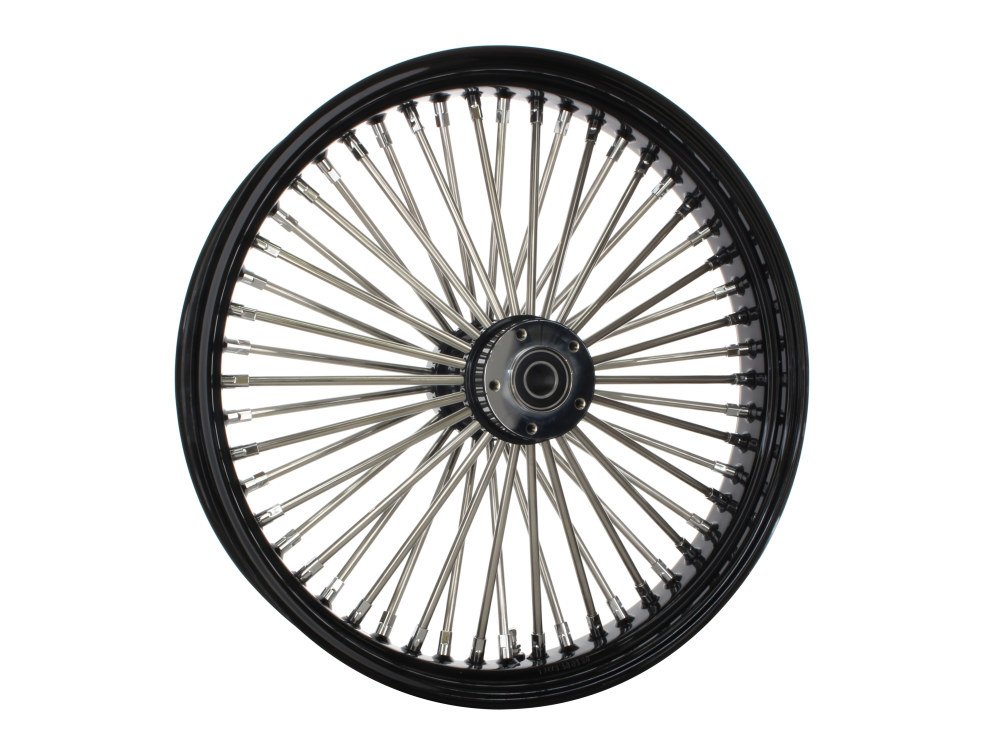 21in. x 3.5in. Mammoth Fat Spoke Front Wheel - Gloss Black & Chrome. Fits Touring 2008up