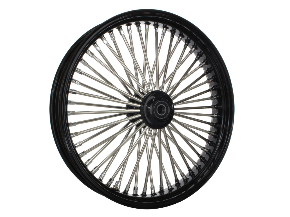 21in. x 3.5in. Mammoth Fat Spoke Front Wheel – Gloss Black & Chrome. Fits Mid Glide Dyna 2012-2017 & FX Softail 2018up.