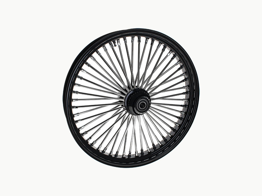 23in. x 3.5in. Mammoth Fat Spoke Front Wheel – Gloss Black & Chrome. Fits 2018up Fatboy.