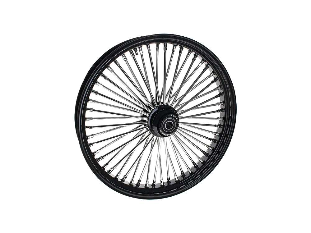 23in. x 3.5in. Mammoth Fat Spoke Front Wheel - Gloss Black & Chrome. Fits Fatboy 2018up