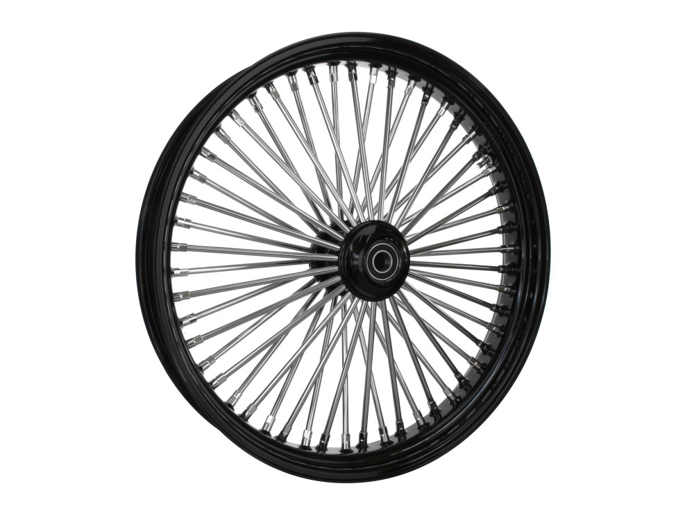 23in. x 3.5in. Mammoth Fat Spoke Front Wheel - Gloss Black & Chrome. Fits Mid Glide Dyna 2012-2017 & FX Softail 2018up.