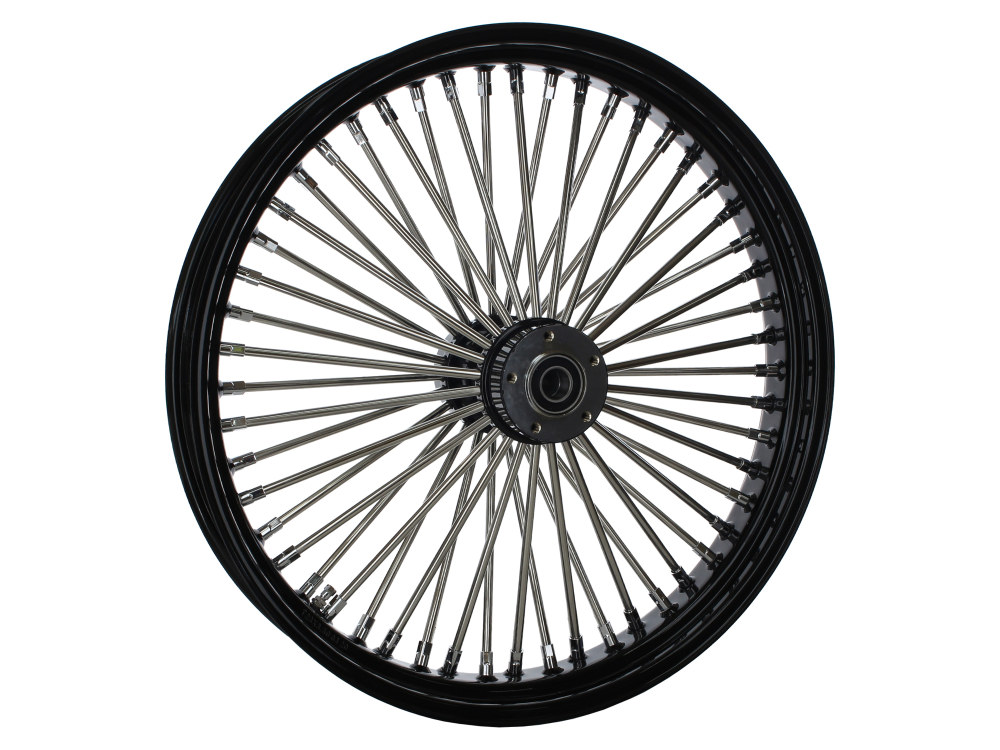 23in. x 3.5in. Mammoth Fat Spoke Front Wheel – Gloss Black & Chrome. Fits Softail Breakout 2013up.