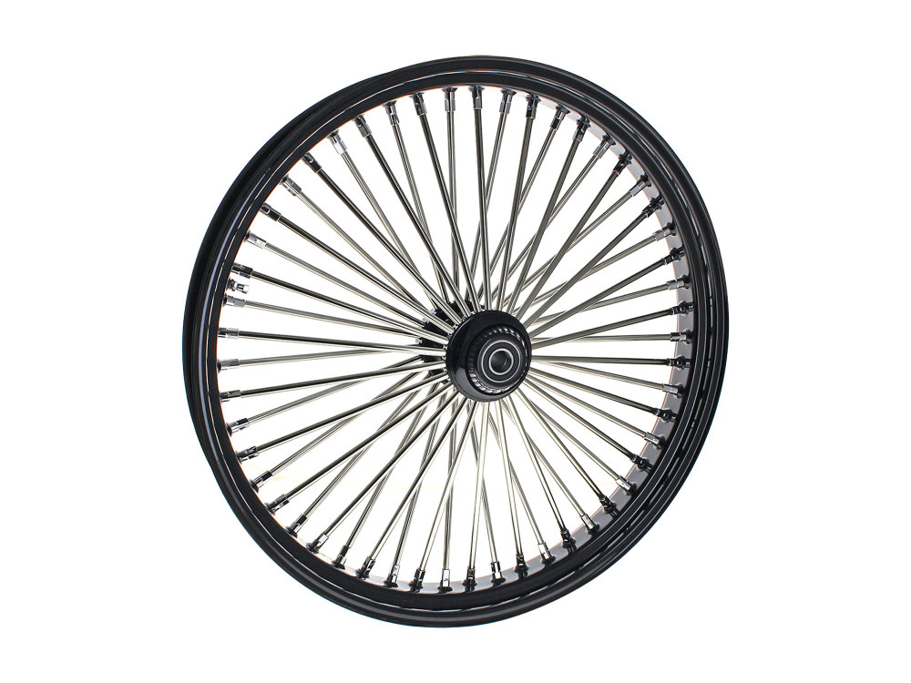 26in. x 3.5in. Mammoth Fat Spoke Front Wheel - Gloss Black & Chrome. Fits Softail Breakout 2013up.