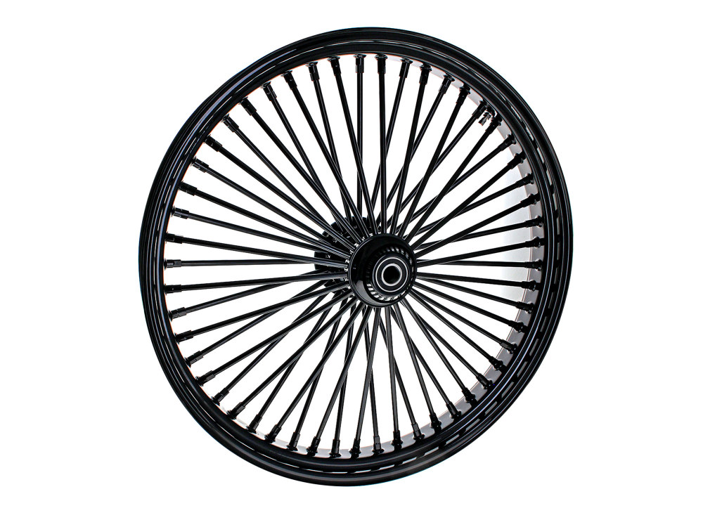 26in. x 3.5in. Mammoth Fat Spoke Front Wheel - Gloss Black. Fits Softail Heritage 2011up, Deluxe 2011-2020, Slim 2012-2021 & Fatboy 2011-2017