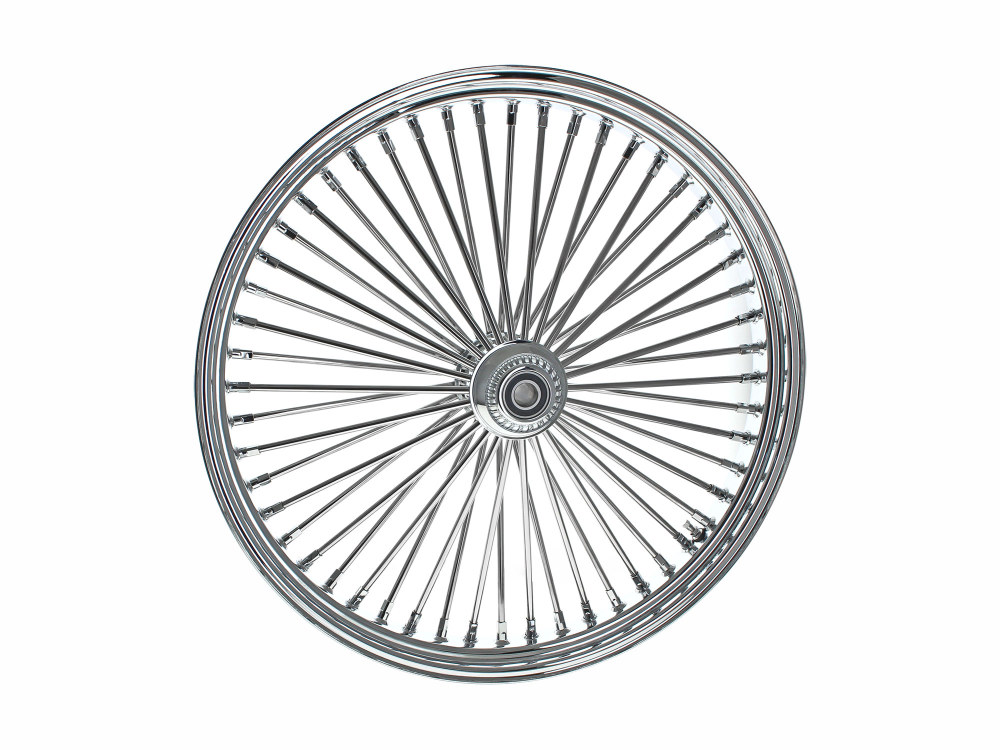 26in. x 3.5in. Mammoth Fat Spoke Front Wheel - Chrome. Fits Softail Heritage 2011up, Deluxe 2011-2020, Slim 2012-2021 & Fatboy 2011-2017