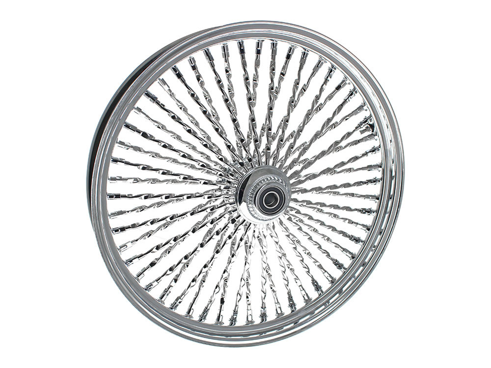 23in. x 3.5in. Cali Fat Spoke Front Wheel – Chrome. Fits FL Softail 2011up.