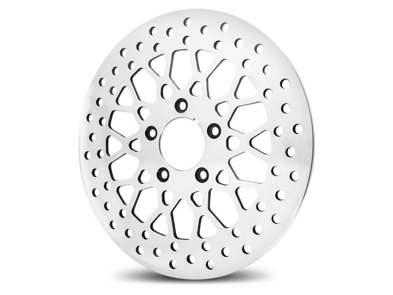 11.5in. Front Mesh Disc Rotor – Polished. Fits Big Twin & Sportster 2000up.