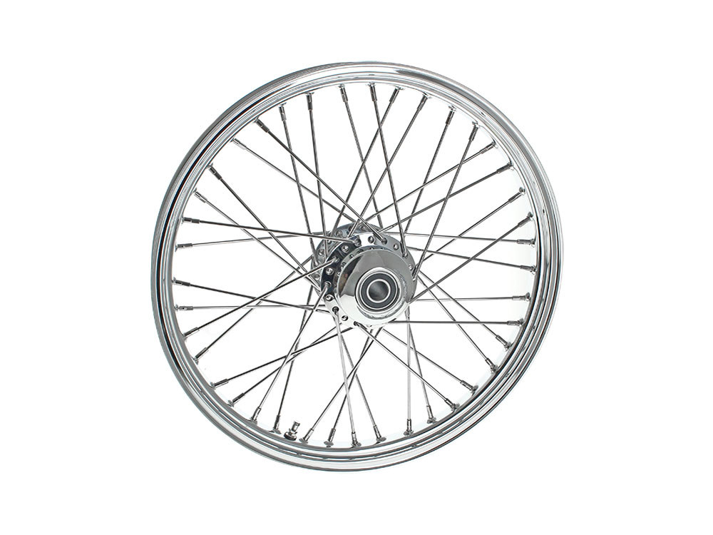 21in. x 2.15in. 40 Spoke Cross Laced Front Wheel - Chrome. Fits FX Softail 2011-2015.