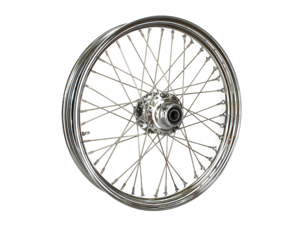 21in. x 3.5in. 40 Spoke Cross Laced Front Wheel – Chrome. Fits Touring 2008up