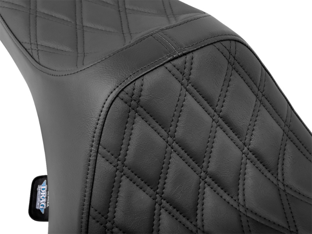 Drag Specialties Predator 3 Dual Seat with Black Double Diamond Lattice Stitch. Fits CVO Touring 2023up, Street Glide & Road Glide 2024up, Touring 2025up