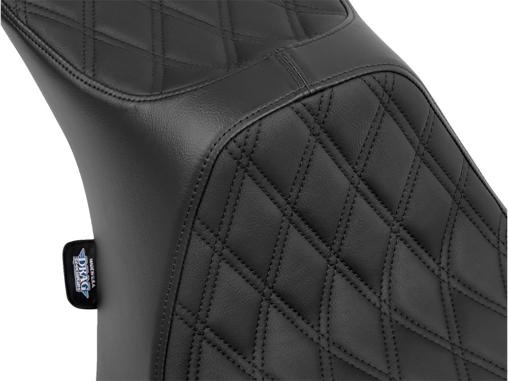 Drag Specialties Predator 3, 2up Dual Seat with Black Double Diamond Lattice Stitch. Fits CVO Touring 2023up, Street Glide & Road Glide 2024up, Touring 2025up