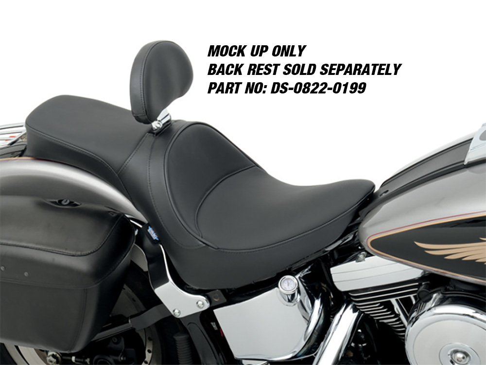 Drag Specialties Predator 2up Dual Seat – Smooth Solar Leather Black. Fits Softail 1984-1999. Can Option a Backrest.