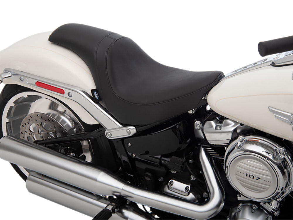 Drag Specialties Predator Dual Seat – Smooth Black. Fits Fat Boy 2018up & Breakout 2023up