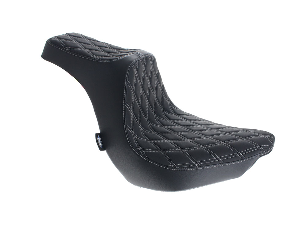 Predator 3 Dual Seat with Silver Double Diamond Lattice Stitch. Fits Fat Boy 2018up & Breakout 2023up