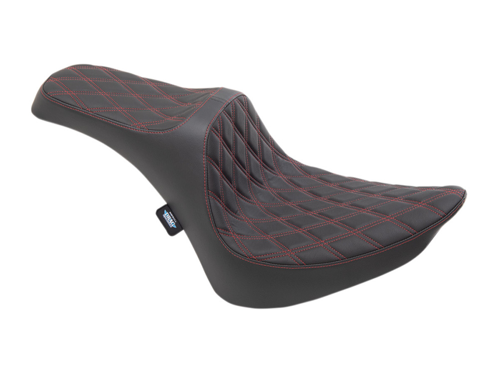 Predator 3 Dual Seat with Red Double Diamond Lattice Stitch. Fits Softail 1984-1999