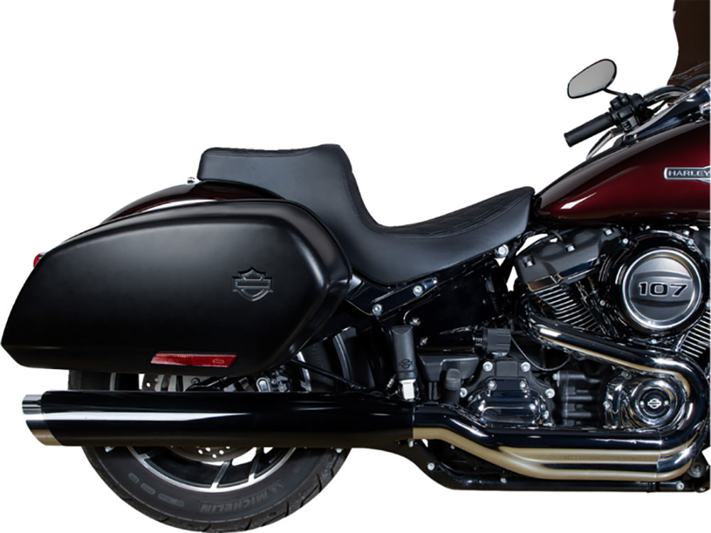 Predator 3 Dual Seat with Black Double Diamond Lattice Stitch. Fits Sport Glide & Low Rider 2018up, Low Rider S 2020up & Low Rider ST 2022up