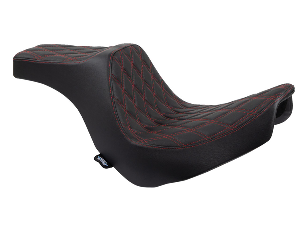 Predator 3 Dual Seat with Red Double Diamond Lattice Stitch. Fits Sport Glide & Low Rider 2018up, Low Rider S 2020up & Low Rider ST 2022up