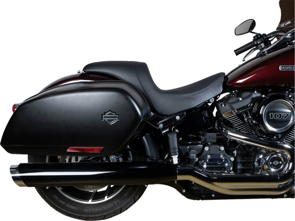 Drag Specialties Performance Predator Dual Seat – Smooth Black. Fits Sport Glide & Low Rider 2018up, Low Rider S 2020up & Low Rider ST 2022up