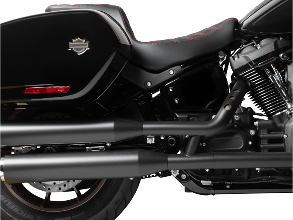 Drag Specialties Performance Predator 2up Dual Seat with Red Double Diamond Lattice Stitch. Fits Sport Glide & Low Rider 2018up, Low Rider S 2020up & Low Rider ST 2022up