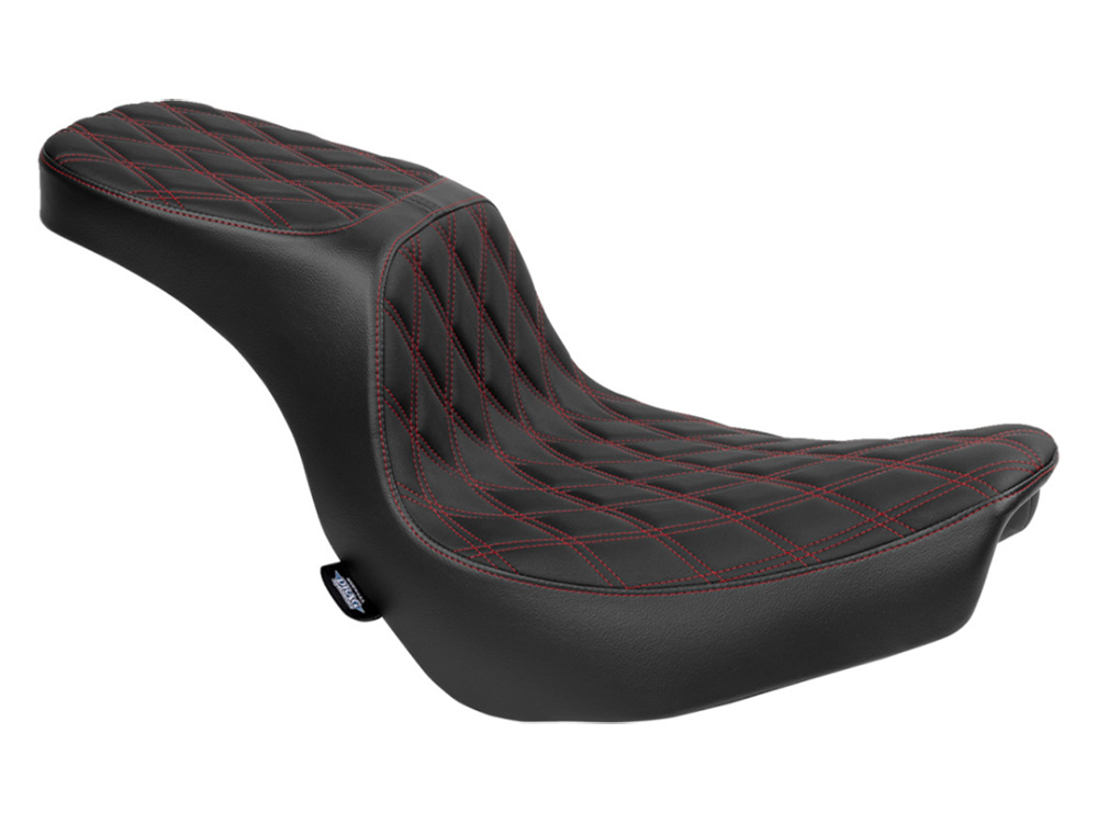 Performance Predator 2up Dual Seat with Red Double Diamond Lattice Stitch. Fits Sport Glide & Low Rider 2018up, Low Rider S 2020up & Low Rider ST 2022up
