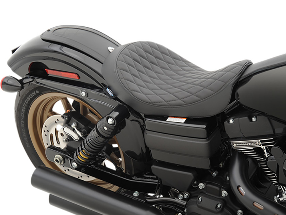 Drag Specialties Solo Seat with Black Diamond Lattice Stitch. Fits Dyna 2006-2017