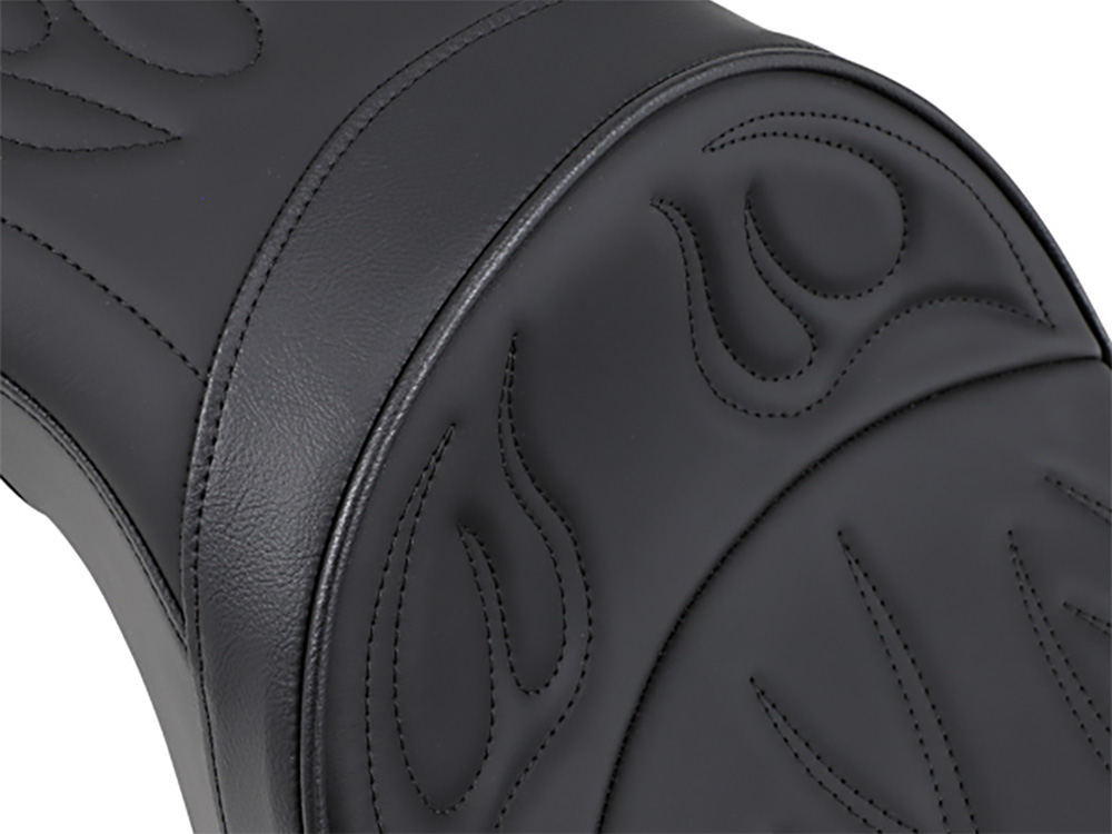 Drag Specialties Low Profile Dual Touring Seat with Flame Stitch. Fits Sportster 2004-2021