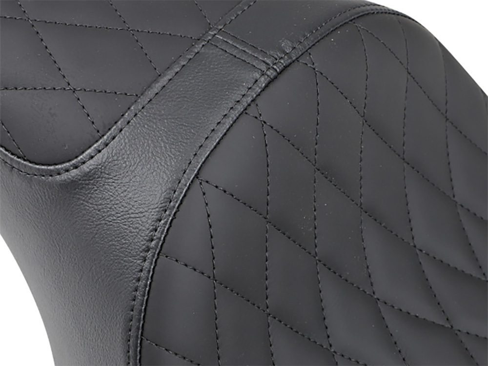 Drag Specialties Caballero Dual Seat with Solar Leather & Black Diamond Stitch. Fits Sportster 2004-2021