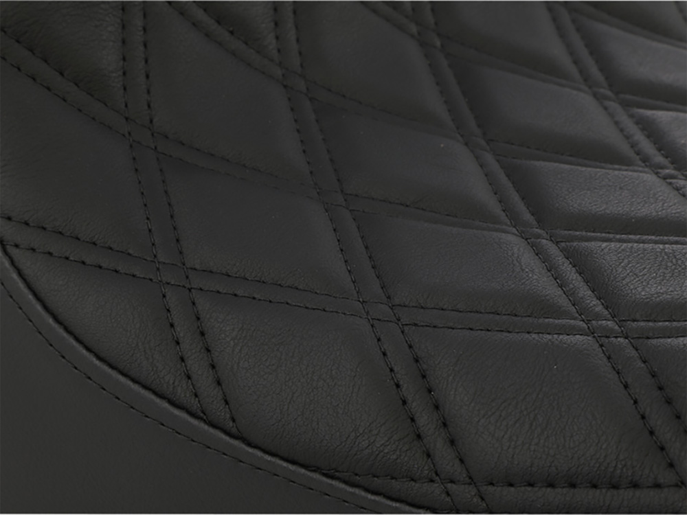 Drag Specialties 3/4 Low Solo Seat with Black Diamond Lattice Stitch. Fits Sportster 2004-2021