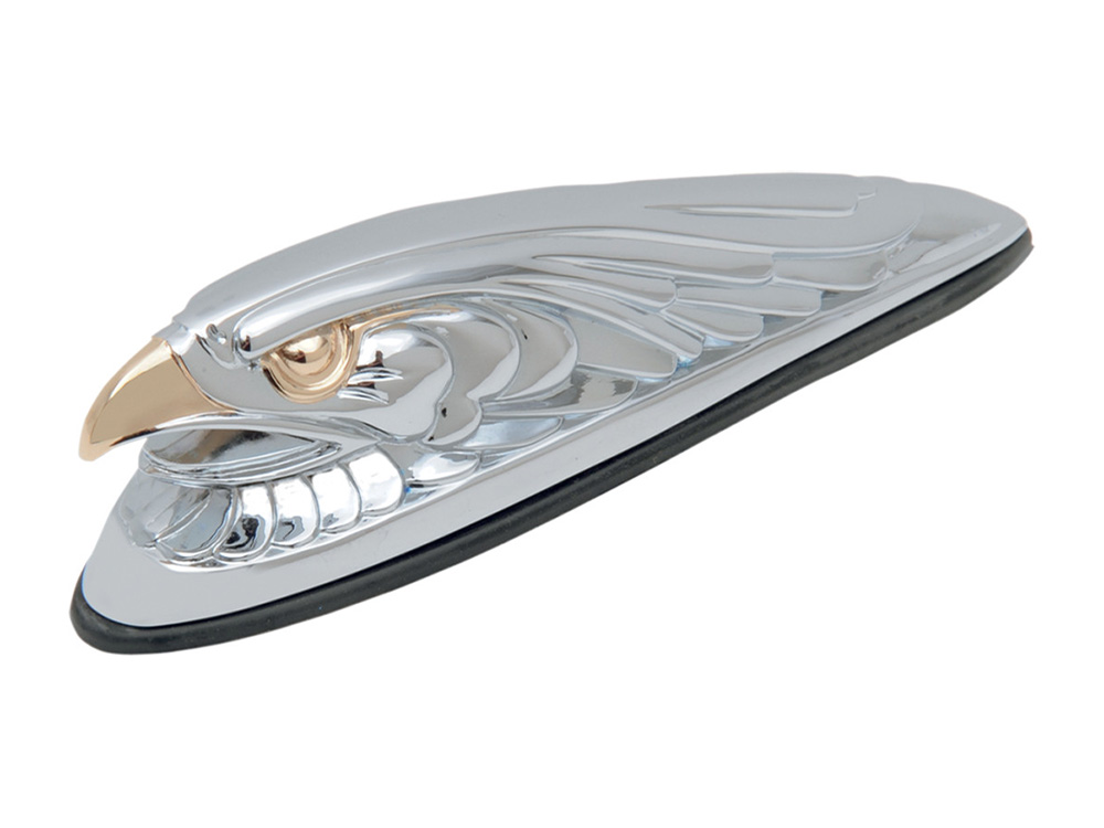 Drag Specialties Small Eagle Head Front Fender Ornament - Chrome & Gold