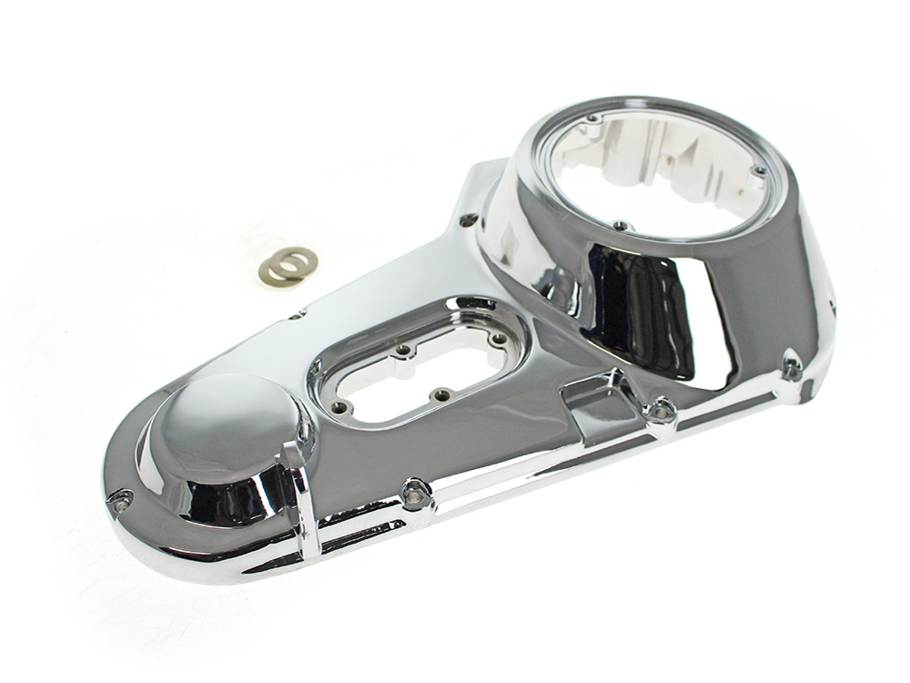 Outer Primary Cover with Running Board Lugs - Chrome. Fits 4Spd FLH 1970-1984 - Drag Specialties
