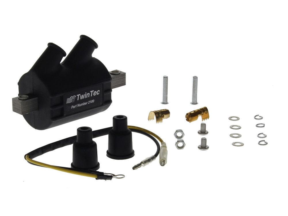 Spitfire Ignition Coil – Black. Fits Custom Applications with Single Fire Ignition & Dual Spark Plug Heads. 2 Required.