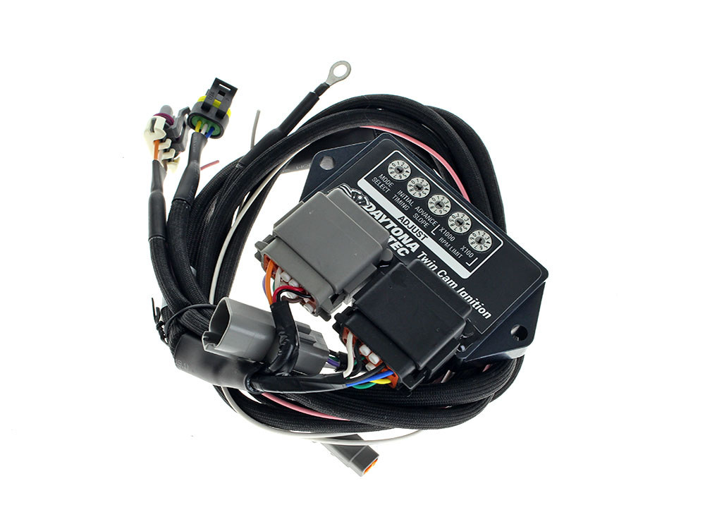 External Ignition Module with Two Plugs. Fits Twin Cam 1999-2003 with Carburettor. Includes Wiring Harness.