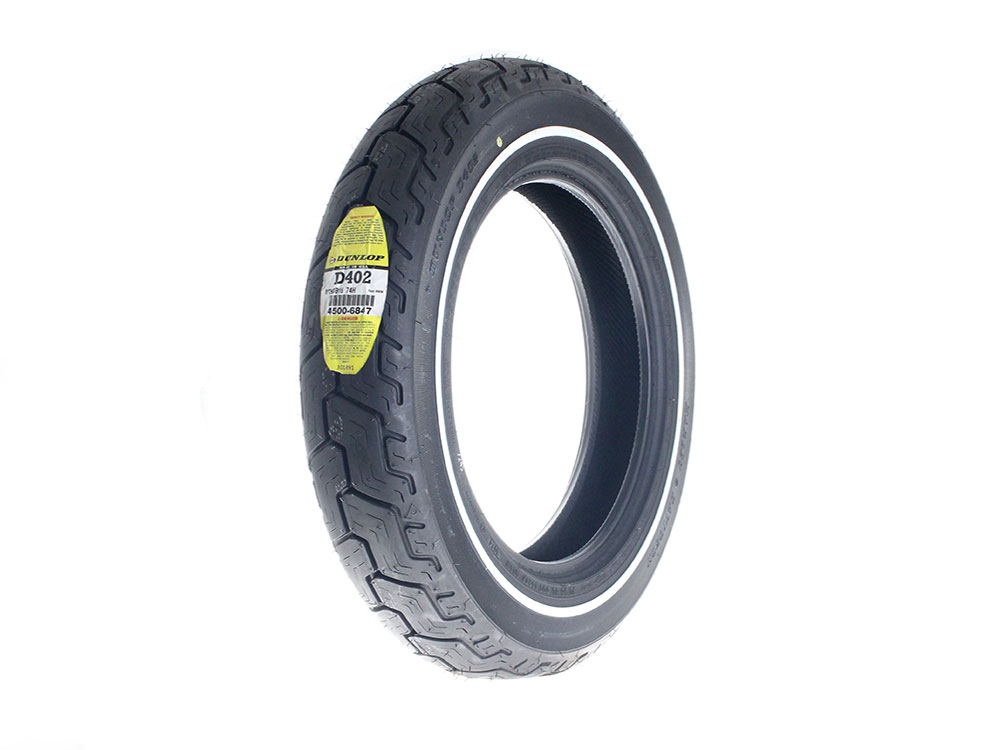 Dunlop D402 16in. Single White Line Rear Tyre. MT90-B16 (130/90x16)