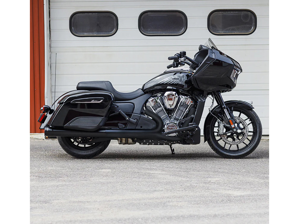 Grand Prix 4in. Slip-On Mufflers - Black. Fits Indian Big Twin 2014up with Hard Saddle Bags.